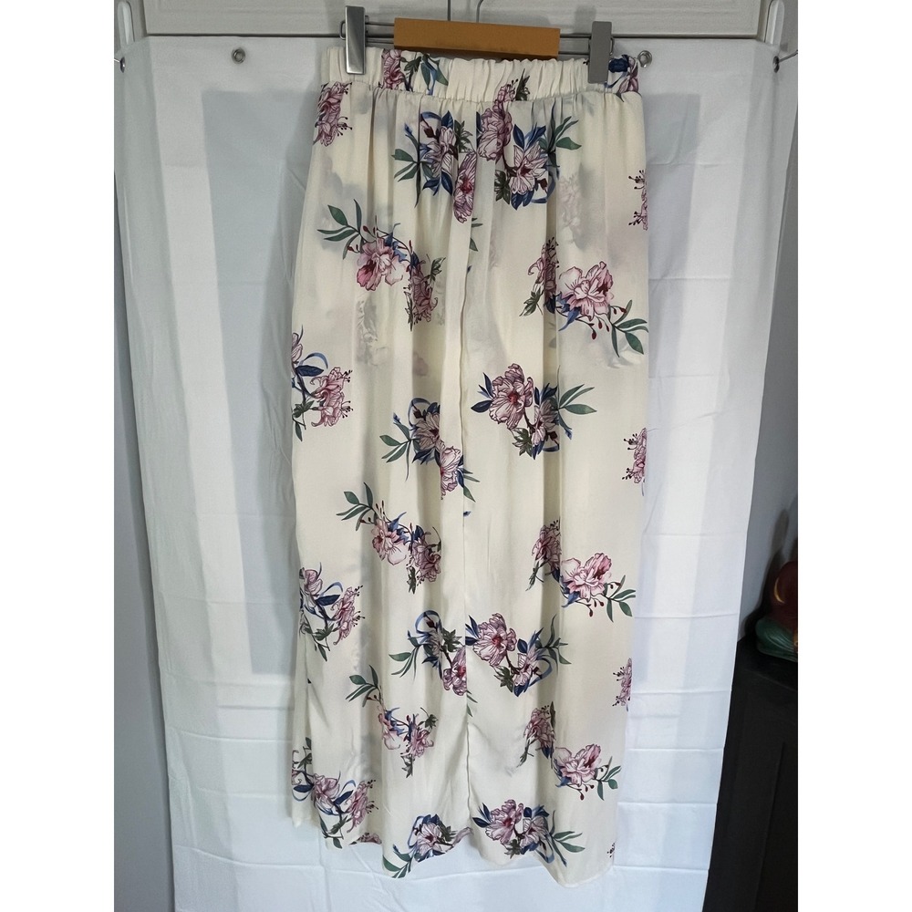 Streetwear Society Floral Maxi Skirt with Built-in Shorts Cream Pink Blue Size M